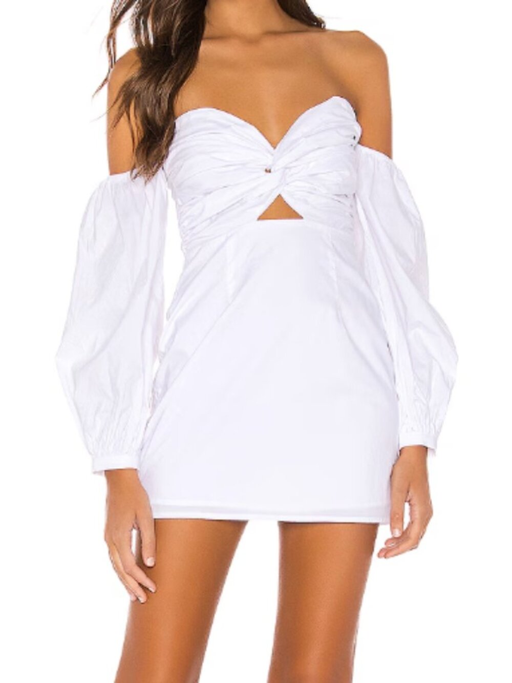 superdown White Ruched Square-Neck Mini Dress - Picture 1 of 4